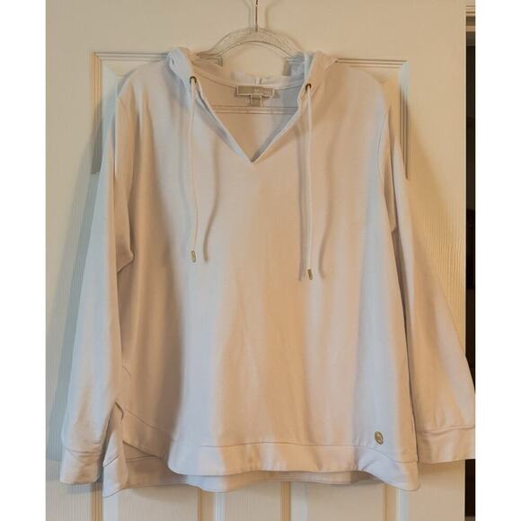 Michael Kors Tops - Michael Kors White V-Neck Pullover Lightweight Hoodie Size 2X.